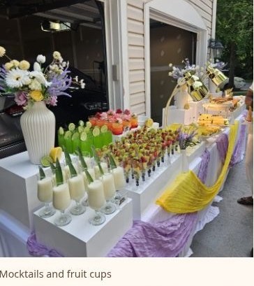 Colorful mocktails and fruit cups